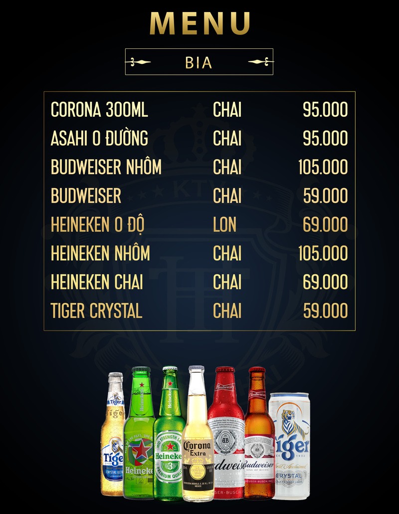 Menu bia Thượng Hải KTV