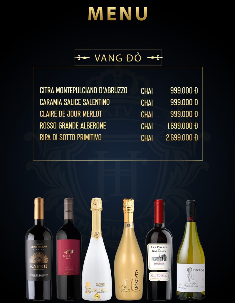 Menu vang đỏ Thượng Hải KTV