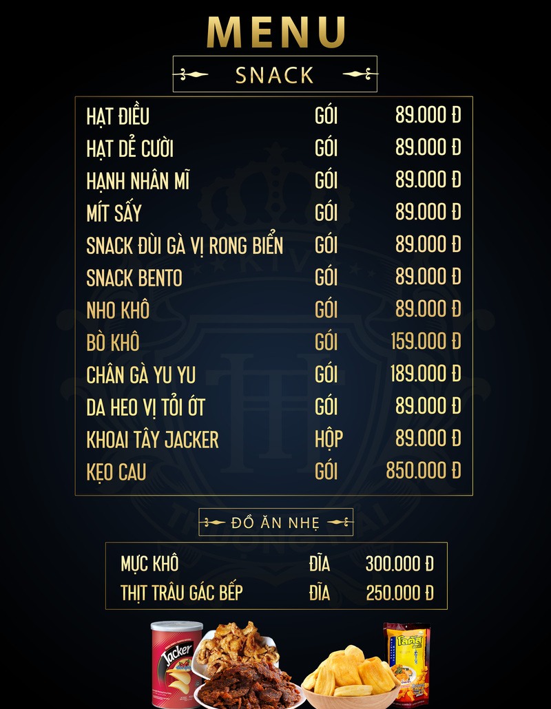 Menu snack Thượng Hải KTV