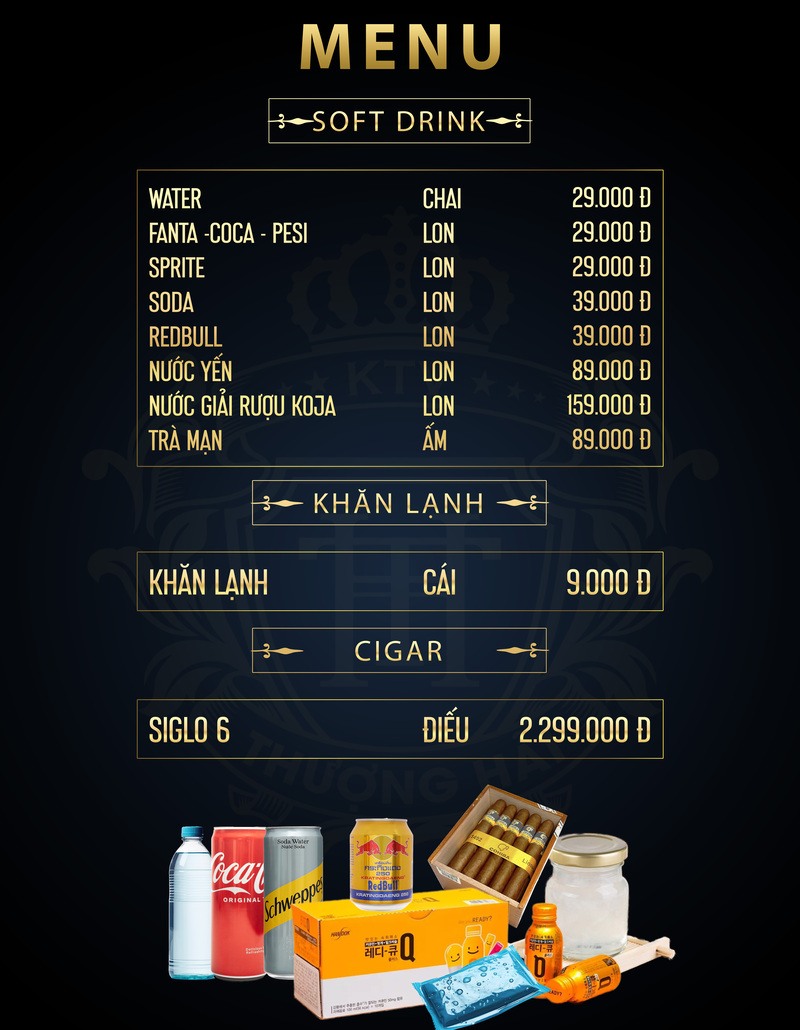 Menu soft drink khăn lạnh cigar Thượng Hải KTV
