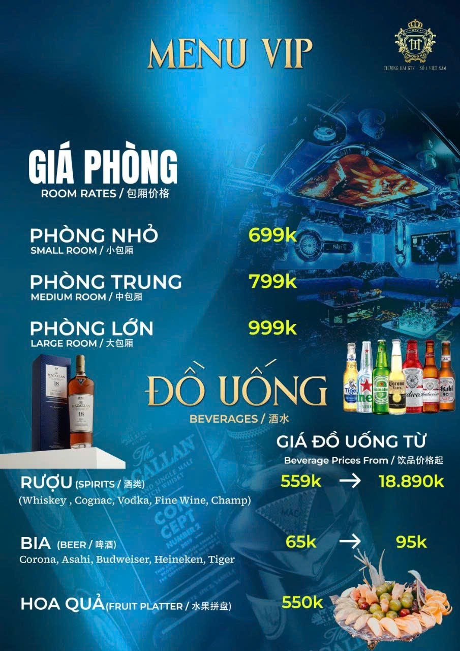 Bảng giá phòng VIP Thượng Hải KTV